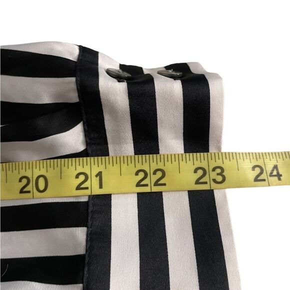 Apt 9 Silky Blouse Womens S Black White Striped Long Sleeve Deep V Formal Classy - Picture 11 of 12